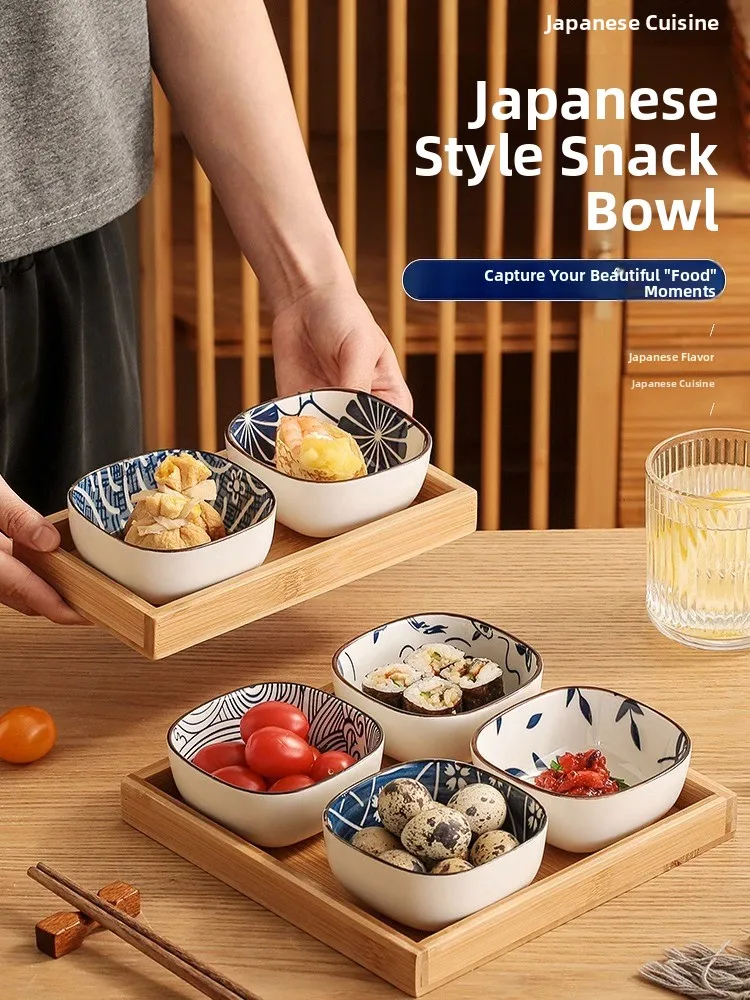 Japanese Snacks - Japon Tarzı Seramik Baharat Tabağı Kare