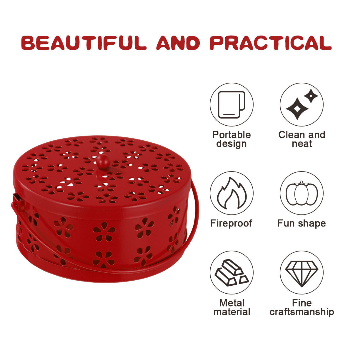Incense Holder - Kutu Ateşe Dayanıklı Metal Retro Oyma